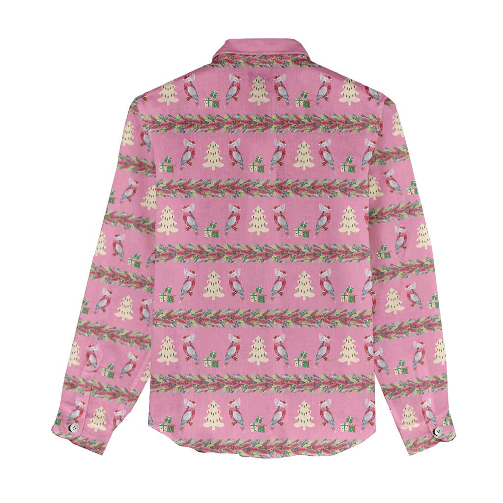 Australia Pink Galah Christmas Women Casual Shirt Eolophus Roseicapilla Bottlebrush Seamless - Aussie Hoodie