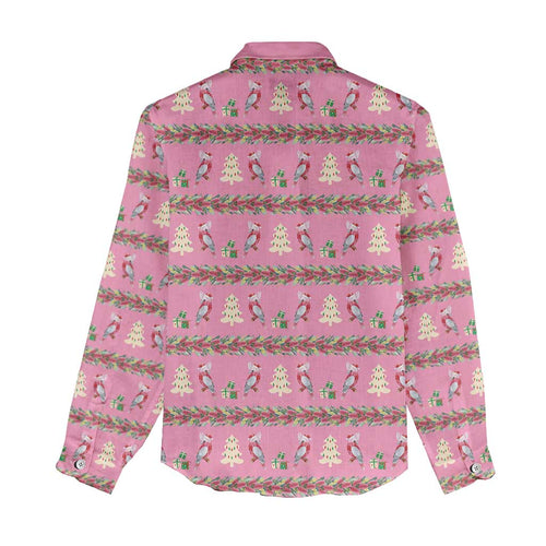 Australia Pink Galah Christmas Women Casual Shirt Eolophus Roseicapilla Bottlebrush Seamless - Aussie Hoodie