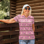 Australia Pink Galah Christmas Women Polo Shirt Eolophus Roseicapilla Bottlebrush Seamless - Aussie Hoodie
