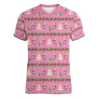 Australia Pink Galah Christmas Women V-Neck T-Shirt Eolophus Roseicapilla Bottlebrush Seamless - Aussie Hoodie