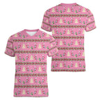 Australia Pink Galah Christmas Women V-Neck T-Shirt Eolophus Roseicapilla Bottlebrush Seamless - Aussie Hoodie