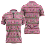 Australia Pink Galah Christmas Zipper Polo Shirt Eolophus Roseicapilla Bottlebrush Seamless - Aussie Hoodie