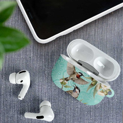 Australia Red Wattlebird AirPods Case Eucalyptus Alba Indigenous Art - Aussie Hoodie
