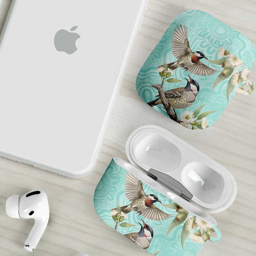 Australia Red Wattlebird AirPods Case Eucalyptus Alba Indigenous Art - Aussie Hoodie