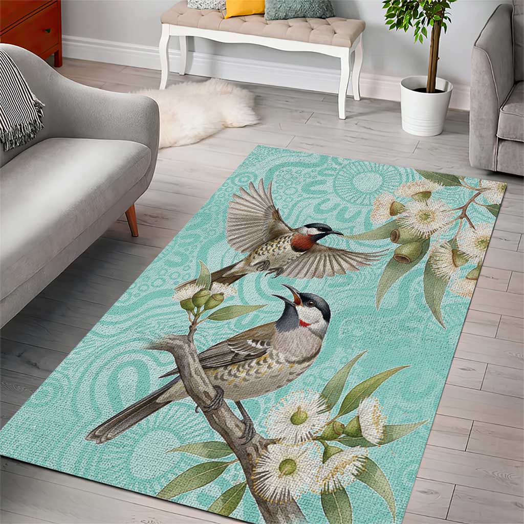 Australia Red Wattlebird Area Rug Eucalyptus Alba Indigenous Art - Aussie Hoodie