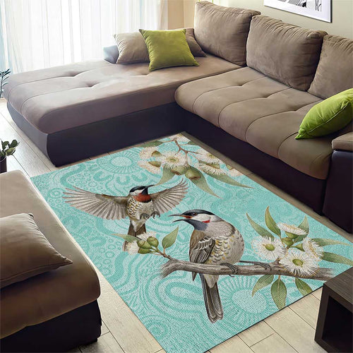 Australia Red Wattlebird Area Rug Eucalyptus Alba Indigenous Art - Aussie Hoodie