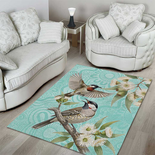 Australia Red Wattlebird Area Rug Eucalyptus Alba Indigenous Art - Aussie Hoodie