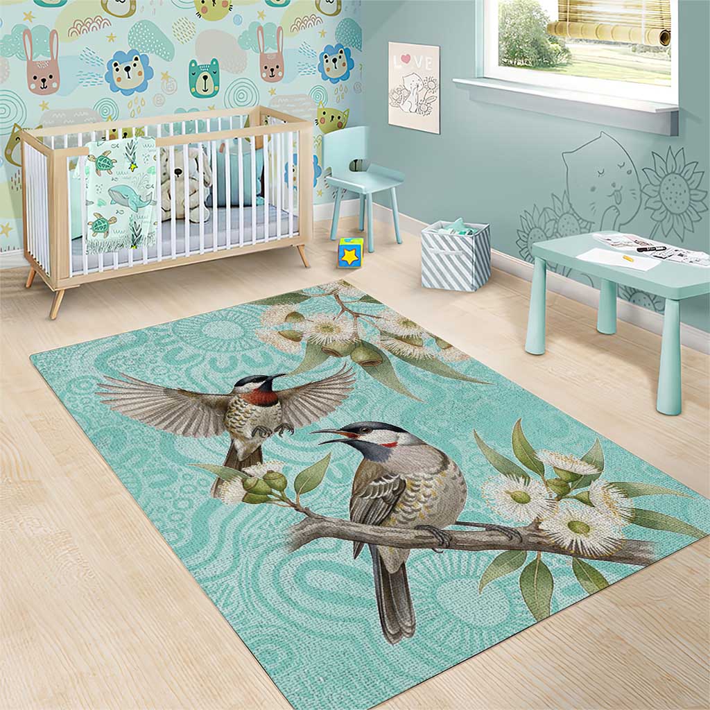 Australia Red Wattlebird Area Rug Eucalyptus Alba Indigenous Art - Aussie Hoodie