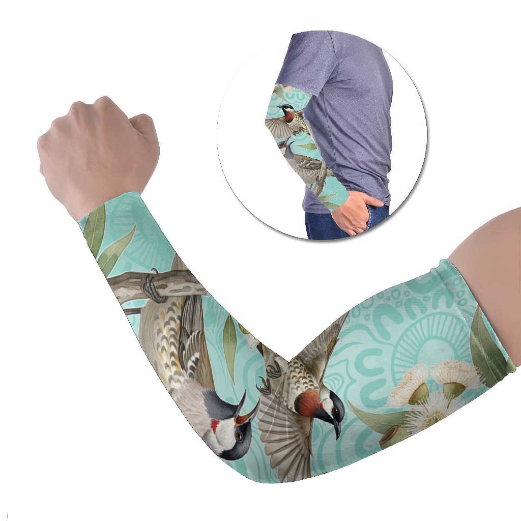 Australia Red Wattlebird Arm Sleeves Eucalyptus Alba Indigenous Art - Aussie Hoodie