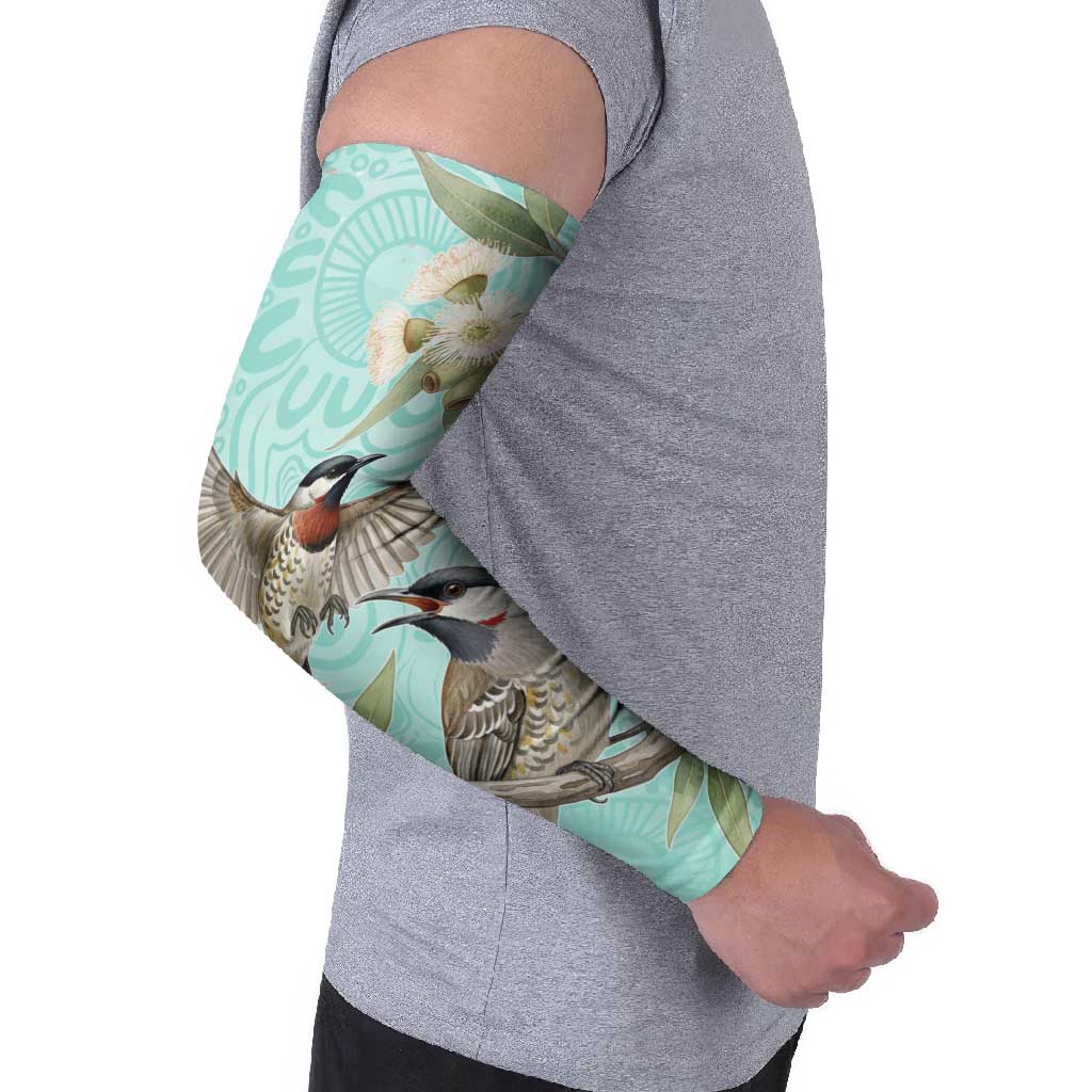 Australia Red Wattlebird Arm Sleeves Eucalyptus Alba Indigenous Art - Aussie Hoodie