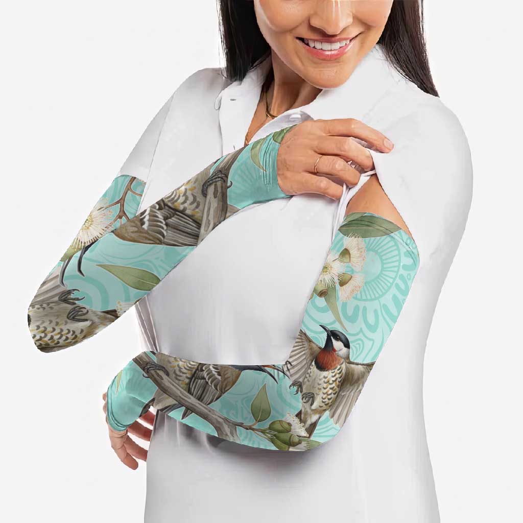 Australia Red Wattlebird Arm Sleeves Eucalyptus Alba Indigenous Art - Aussie Hoodie