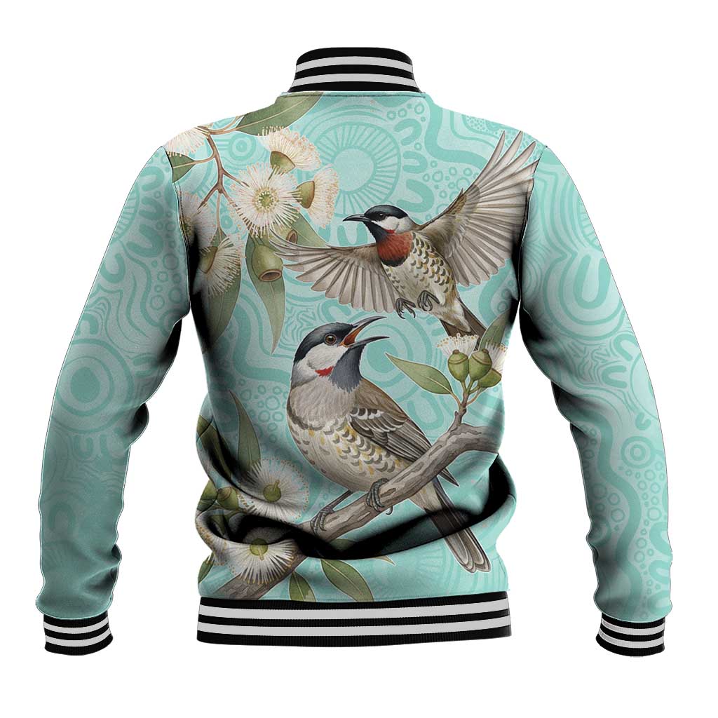 Australia Red Wattlebird Baseball Jacket Eucalyptus Alba Indigenous Art - Aussie Hoodie