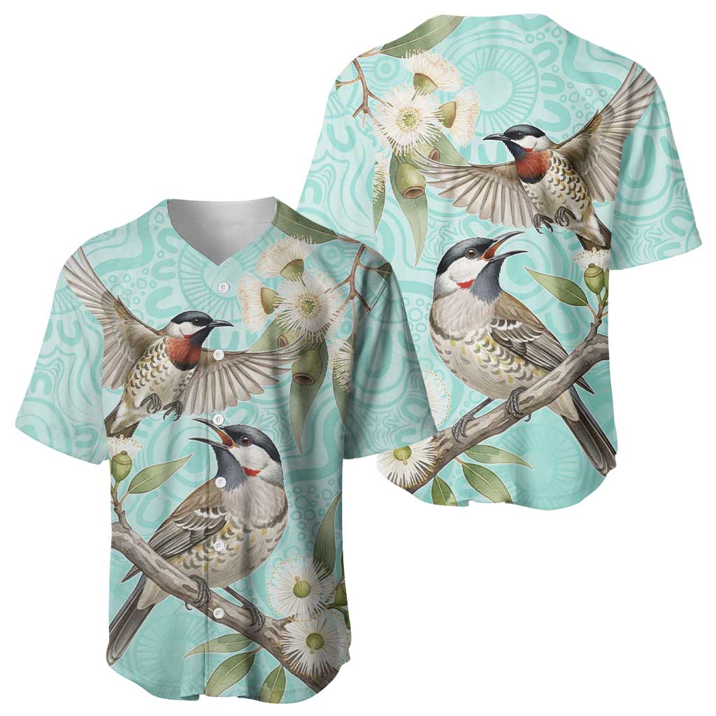 Australia Red Wattlebird Baseball Jersey Eucalyptus Alba Indigenous Art - Aussie Hoodie