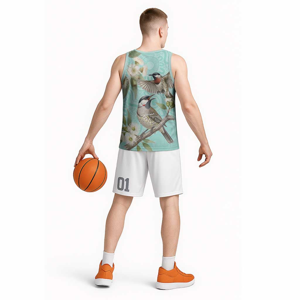 Australia Red Wattlebird Basketball Jersey Eucalyptus Alba Indigenous Art - Aussie Hoodie