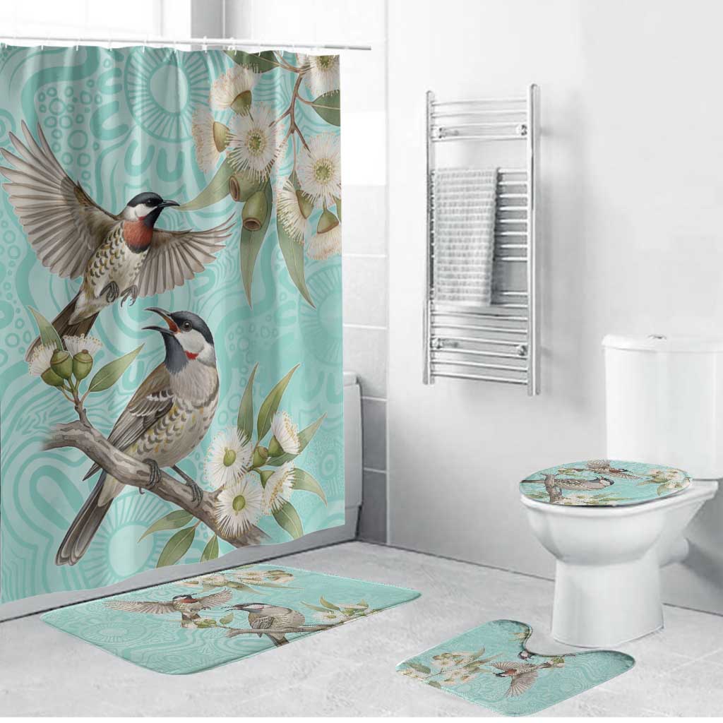 Australia Red Wattlebird Bathroom Set Eucalyptus Alba Indigenous Art - Aussie Hoodie