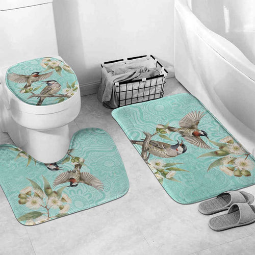 Australia Red Wattlebird Bathroom Set Eucalyptus Alba Indigenous Art - Aussie Hoodie