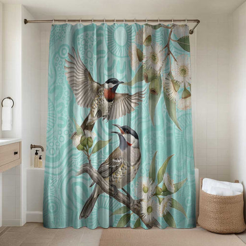 Australia Red Wattlebird Bathroom Set Eucalyptus Alba Indigenous Art - Aussie Hoodie