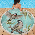 Australia Red Wattlebird Beach Blanket Eucalyptus Alba Indigenous Art - Aussie Hoodie