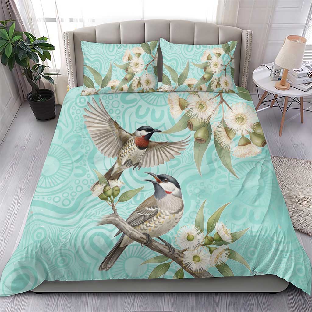 Australia Red Wattlebird Bedding Set Eucalyptus Alba Indigenous Art - Aussie Hoodie