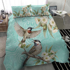 Australia Red Wattlebird Bedding Set Eucalyptus Alba Indigenous Art - Aussie Hoodie