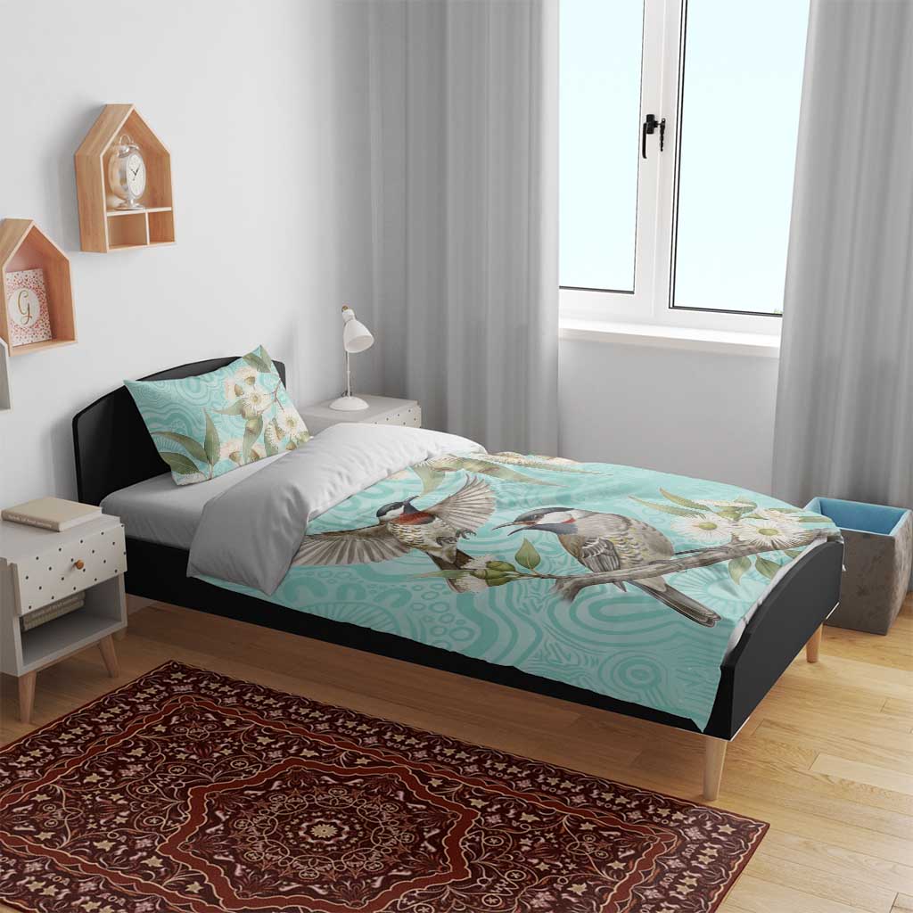 Australia Red Wattlebird Bedding Set Eucalyptus Alba Indigenous Art - Aussie Hoodie