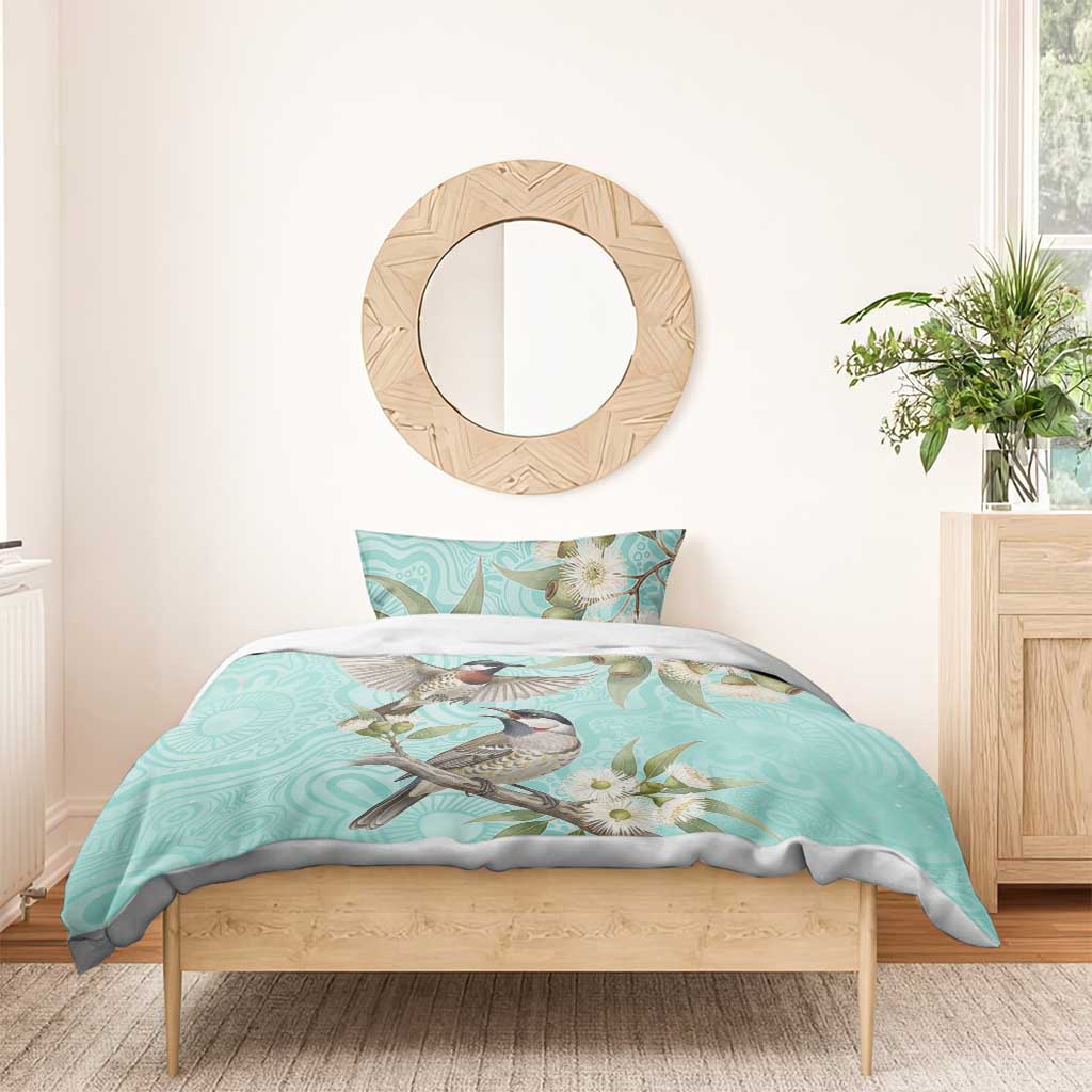 Australia Red Wattlebird Bedding Set Eucalyptus Alba Indigenous Art - Aussie Hoodie