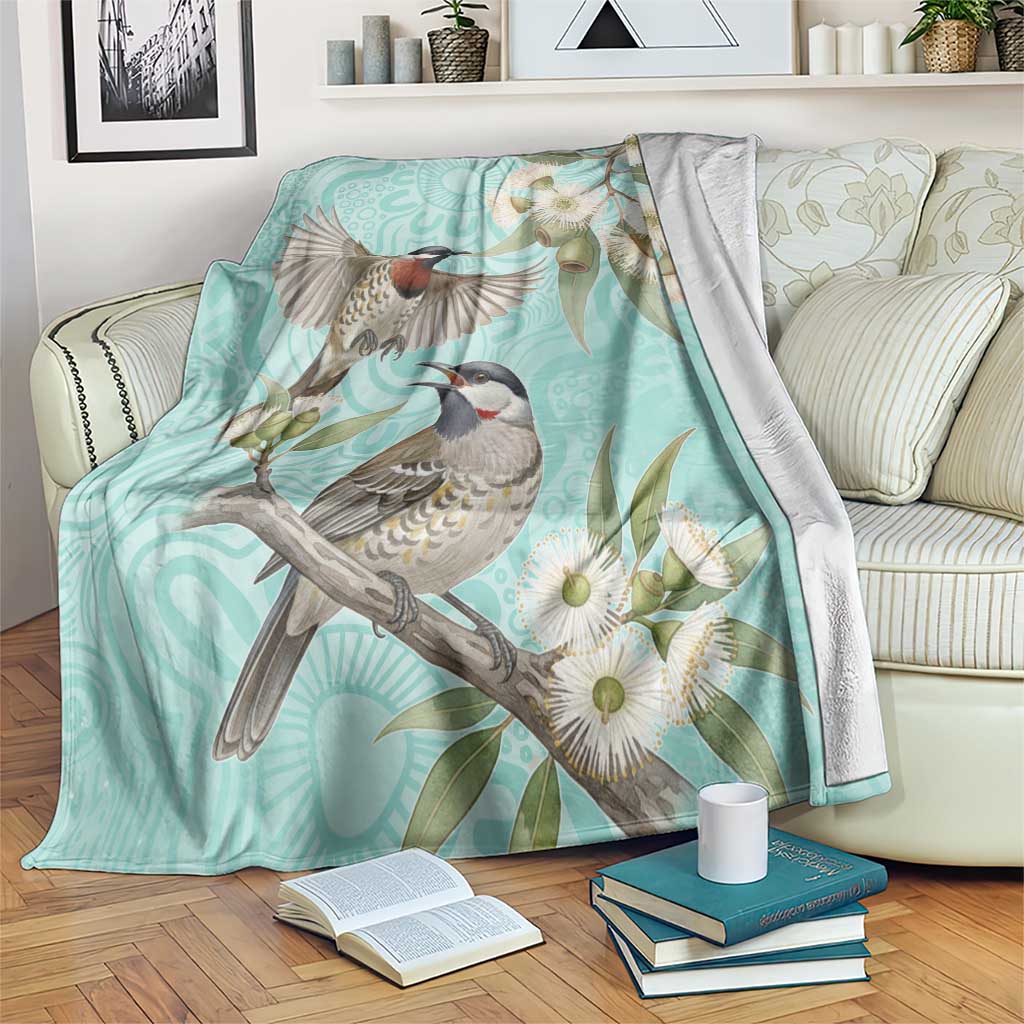 Australia Red Wattlebird Blanket Eucalyptus Alba Indigenous Art - Aussie Hoodie