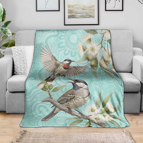 Australia Red Wattlebird Blanket Eucalyptus Alba Indigenous Art - Aussie Hoodie