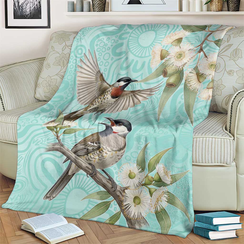 Australia Red Wattlebird Blanket Eucalyptus Alba Indigenous Art - Aussie Hoodie