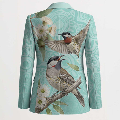 Australia Red Wattlebird Blazer Eucalyptus Alba Indigenous Art - Aussie Hoodie