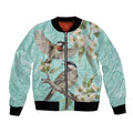 Australia Red Wattlebird Bomber Jacket Eucalyptus Alba Indigenous Art - Aussie Hoodie