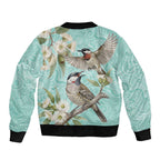 Australia Red Wattlebird Bomber Jacket Eucalyptus Alba Indigenous Art - Aussie Hoodie