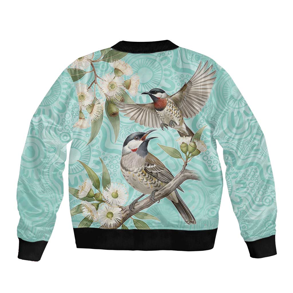 Australia Red Wattlebird Bomber Jacket Eucalyptus Alba Indigenous Art - Aussie Hoodie
