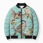 Australia Red Wattlebird Bomber Puffer Jacket Eucalyptus Alba Indigenous Art - Aussie Hoodie