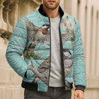 Australia Red Wattlebird Bomber Puffer Jacket Eucalyptus Alba Indigenous Art - Aussie Hoodie