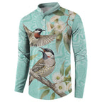 Australia Red Wattlebird Button Sweatshirt Eucalyptus Alba Indigenous Art - Aussie Hoodie