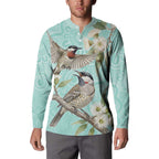 Australia Red Wattlebird Button Sweatshirt Eucalyptus Alba Indigenous Art - Aussie Hoodie