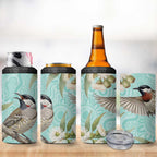 Australia Red Wattlebird 4 in 1 Can Cooler Tumbler Eucalyptus Alba Indigenous Art - Aussie Hoodie