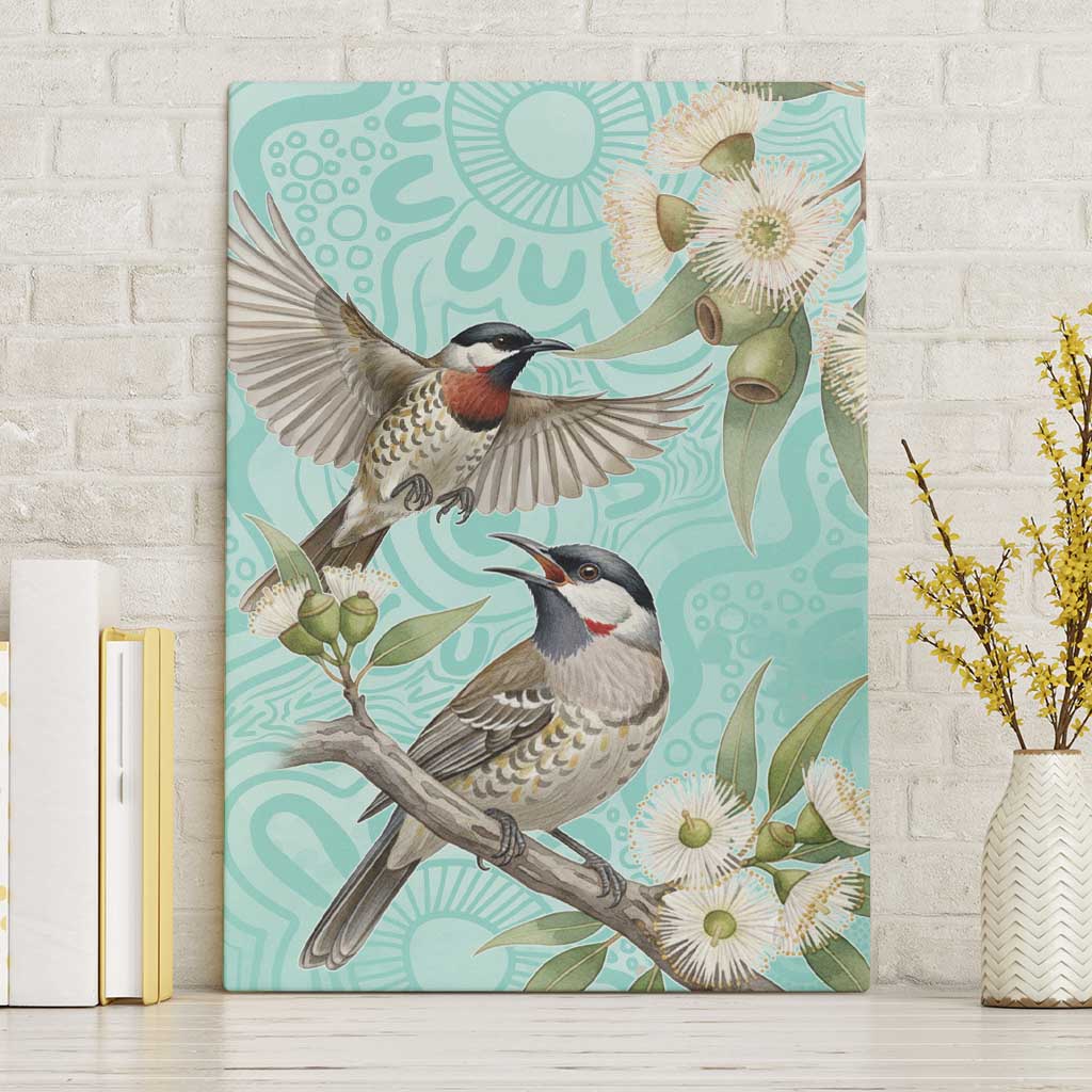 Australia Red Wattlebird Canvas Wall Art Eucalyptus Alba Indigenous Art - Aussie Hoodie