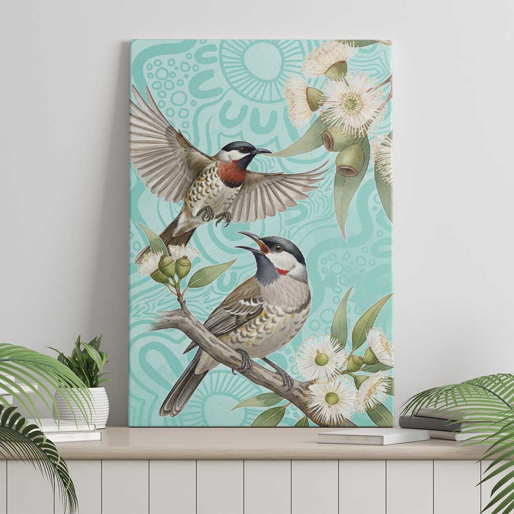 Australia Red Wattlebird Canvas Wall Art Eucalyptus Alba Indigenous Art - Aussie Hoodie