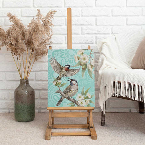 Australia Red Wattlebird Canvas Wall Art Eucalyptus Alba Indigenous Art - Aussie Hoodie