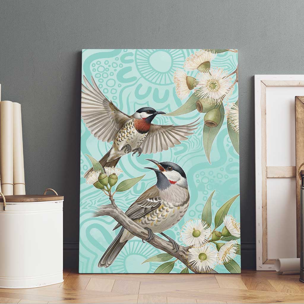 Australia Red Wattlebird Canvas Wall Art Eucalyptus Alba Indigenous Art - Aussie Hoodie