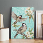 Australia Red Wattlebird Canvas Wall Art Eucalyptus Alba Indigenous Art - Aussie Hoodie