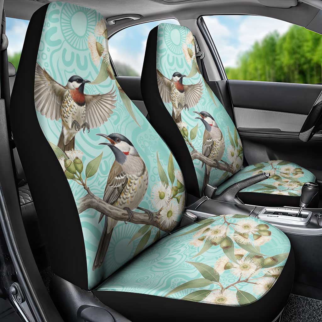 Australia Red Wattlebird Car Seat Cover Eucalyptus Alba Indigenous Art - Aussie Hoodie