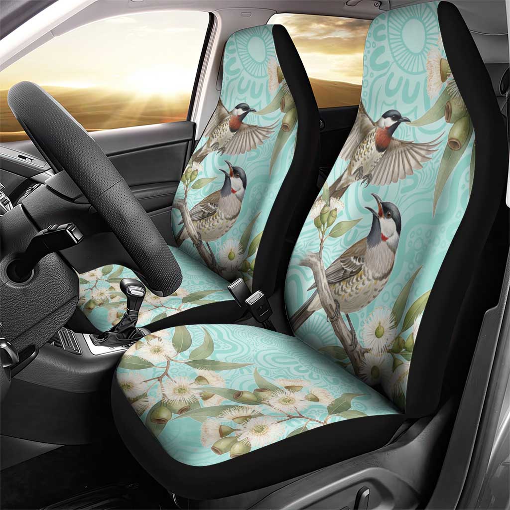 Australia Red Wattlebird Car Seat Cover Eucalyptus Alba Indigenous Art - Aussie Hoodie