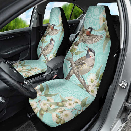 Australia Red Wattlebird Car Seat Cover Eucalyptus Alba Indigenous Art - Aussie Hoodie