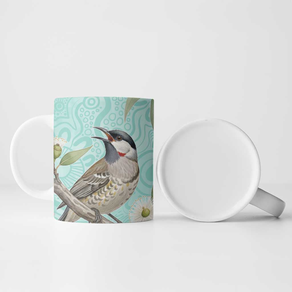 Australia Red Wattlebird Ceramic Mug Eucalyptus Alba Indigenous Art - Aussie Hoodie