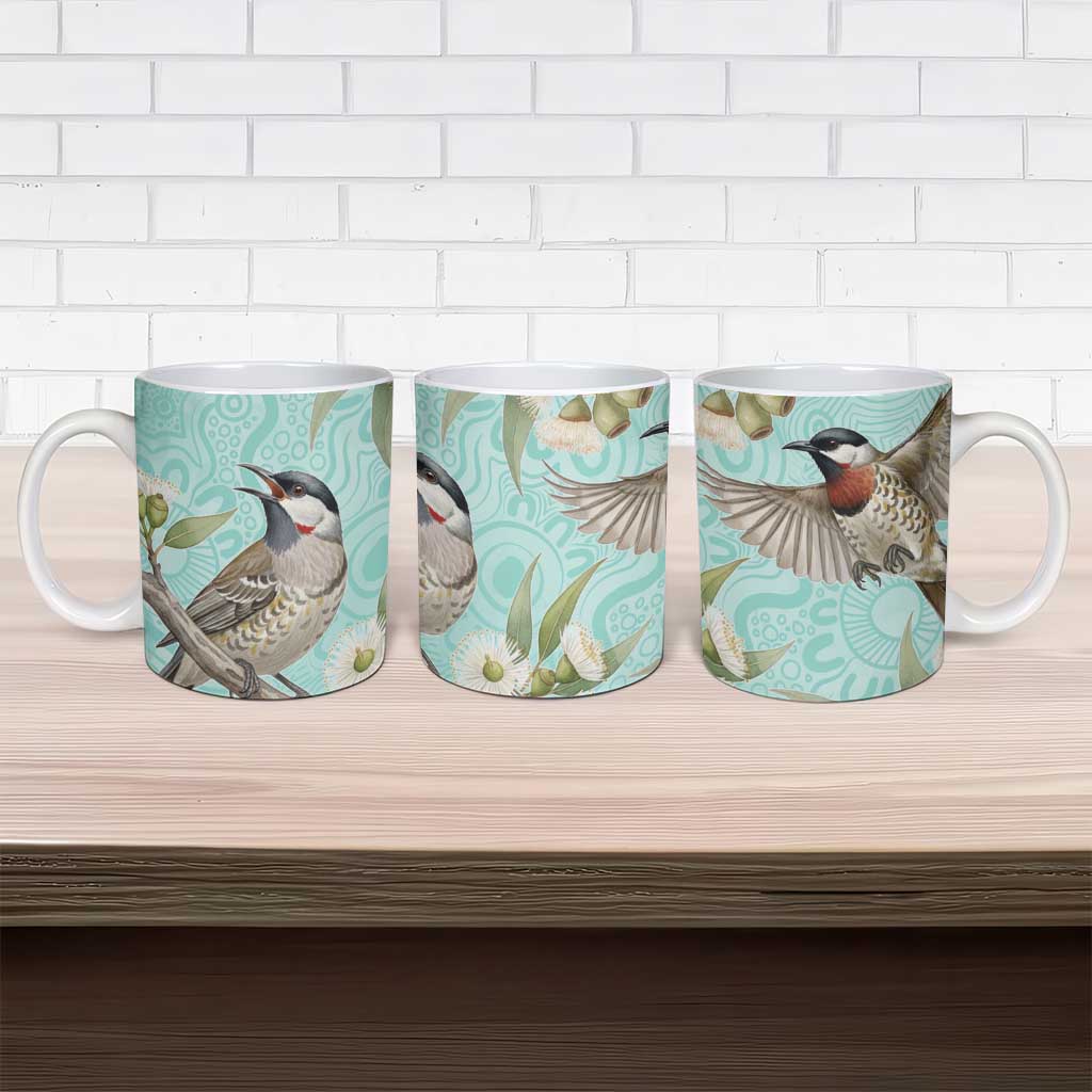 Australia Red Wattlebird Ceramic Mug Eucalyptus Alba Indigenous Art - Aussie Hoodie