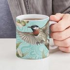 Australia Red Wattlebird Ceramic Mug Eucalyptus Alba Indigenous Art - Aussie Hoodie
