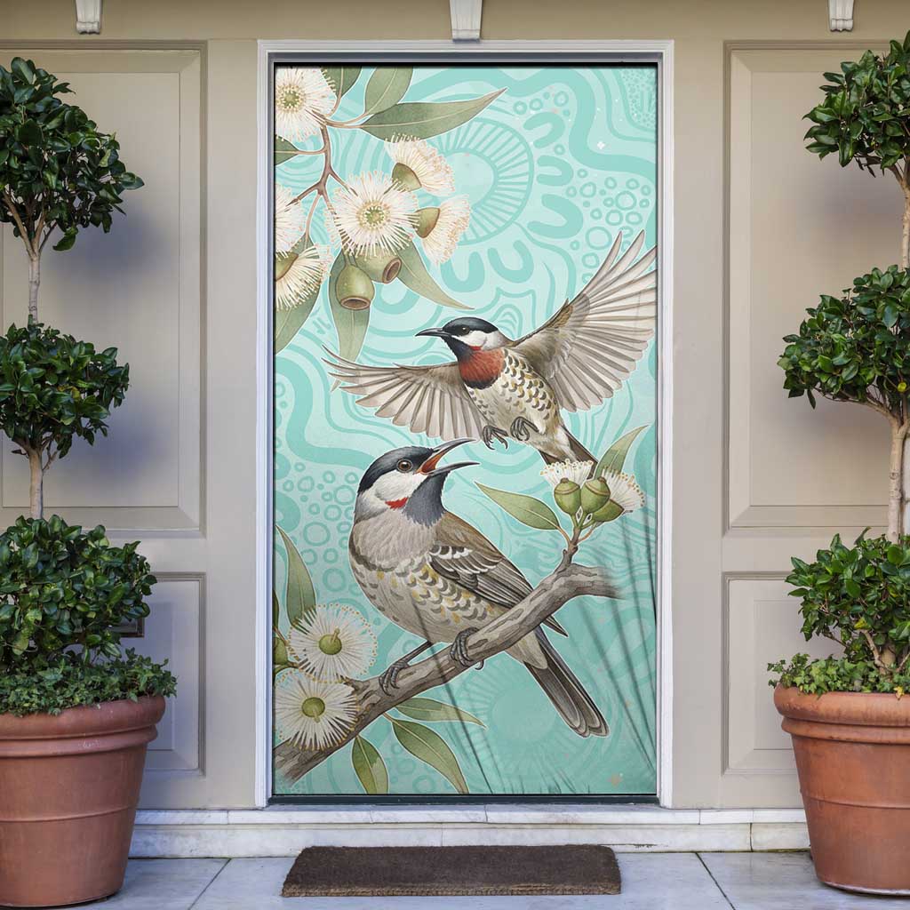 Australia Red Wattlebird Door Cover Eucalyptus Alba Indigenous Art - Aussie Hoodie